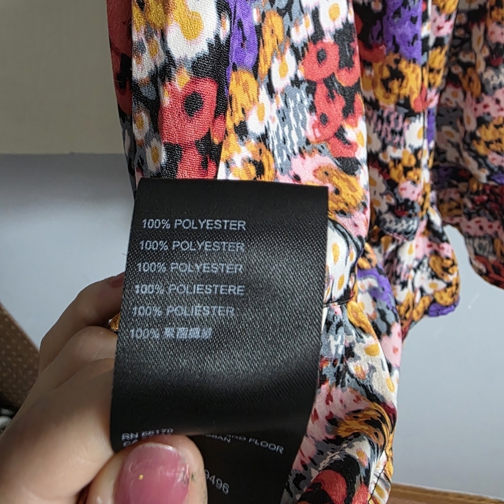 Urban Outfitters Multicolor Floral Mini Silky Boho Dress Small - Picture 9 of 9